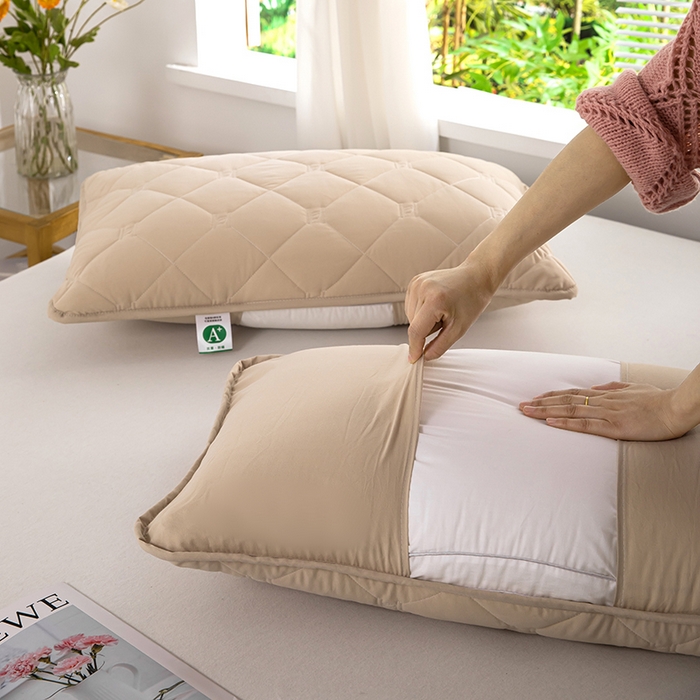 91家纺网 家纺一手货源 找家纺 安逸恋 2025新款A类水洗棉大豆夹棉枕套48*74cm出口跨境 咖色