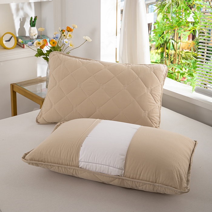 91家纺网 家纺一手货源 找家纺 安逸恋 2025新款A类水洗棉大豆夹棉枕套48*74cm出口跨境 咖色