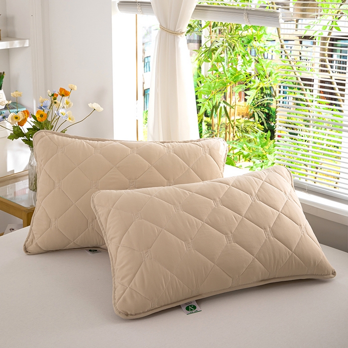 91家纺网 家纺一手货源 找家纺 安逸恋 2025新款A类水洗棉大豆夹棉枕套48*74cm出口跨境 咖色