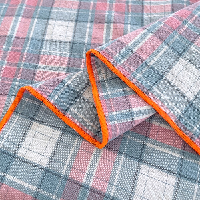 91家纺网 家纺一手货源 找家纺 春皖家纺 2025新款全棉色织密拷老粗布系列-单床单 粉格格