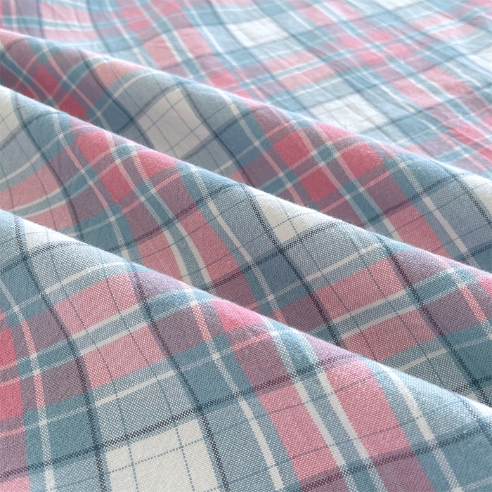 91家纺网 家纺一手货源 找家纺 春皖家纺 2025新款全棉色织密拷老粗布系列-单床单 粉格格