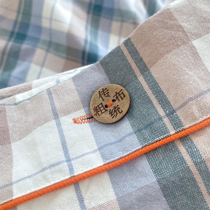 91家纺网 家纺一手货源 找家纺 春皖家纺 2025新款全棉色织密拷老粗布系列-单床单 米绿格