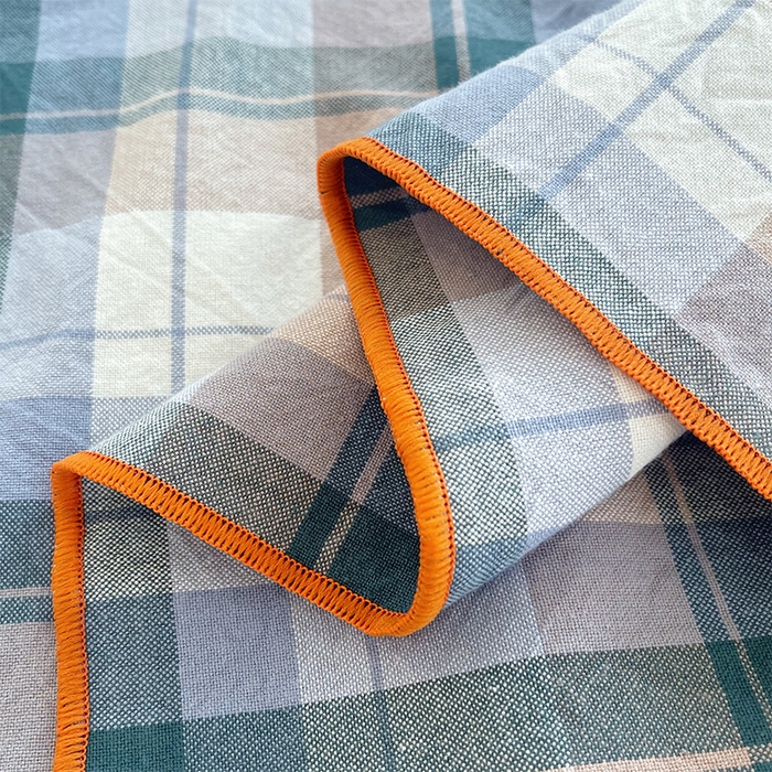 91家纺网 家纺一手货源 找家纺 春皖家纺 2025新款全棉色织密拷老粗布系列-单床单 米绿格