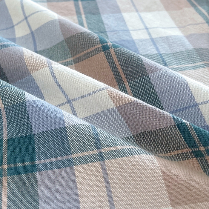 91家纺网 家纺一手货源 找家纺 春皖家纺 2025新款全棉色织密拷老粗布系列-单床单 米绿格