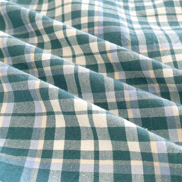 91家纺网 家纺一手货源 找家纺 春皖家纺 2025新款全棉色织密拷老粗布系列-单床单 墨绿格