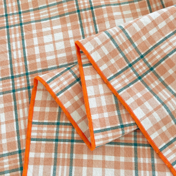 91家纺网 家纺一手货源 找家纺 春皖家纺 2025新款全棉色织密拷老粗布系列-单床单 盐桔格