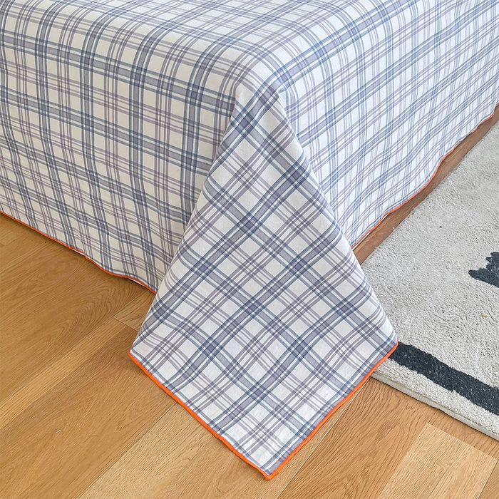 91家纺网 家纺一手货源 找家纺 春皖家纺 2025新款全棉色织密拷老粗布系列-单床单 紫草格