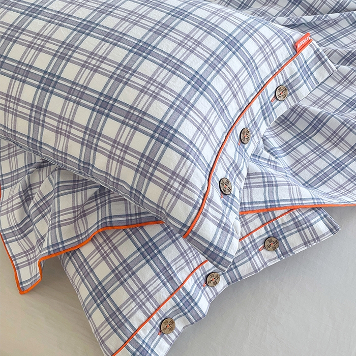 91家纺网 家纺一手货源 找家纺 春皖家纺 2025新款全棉色织密拷老粗布系列-单床单 紫草格