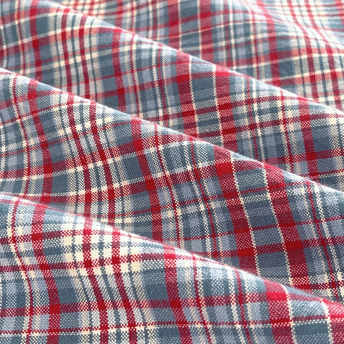 91家纺网 家纺一手货源 找家纺 春皖家纺 2025新款全棉色织密拷老粗布系列-单枕套 赤红格