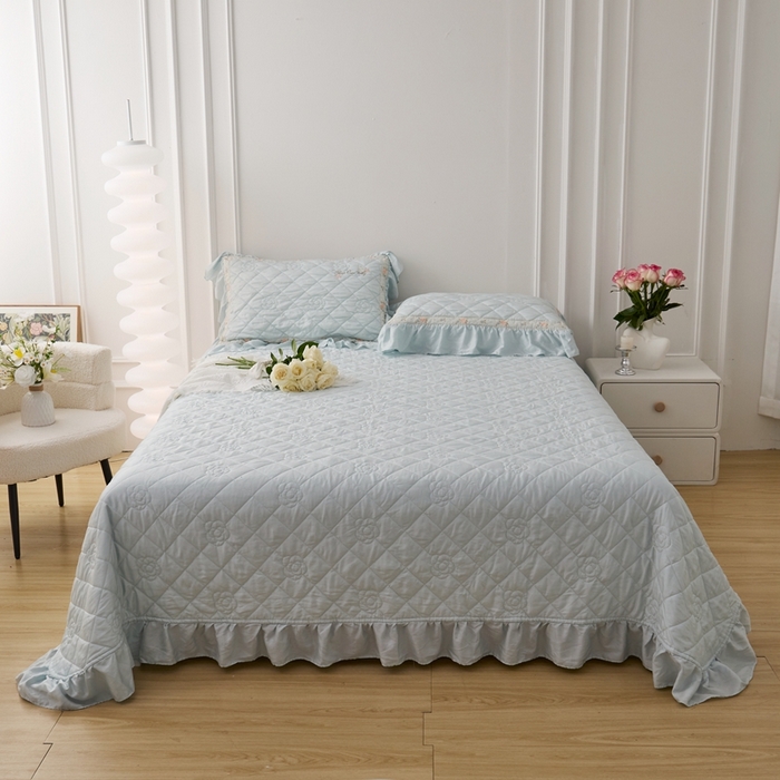 91家纺网 家纺一手货源 找家纺 （总）2025新款50莱赛尔双面天丝床盖三件套