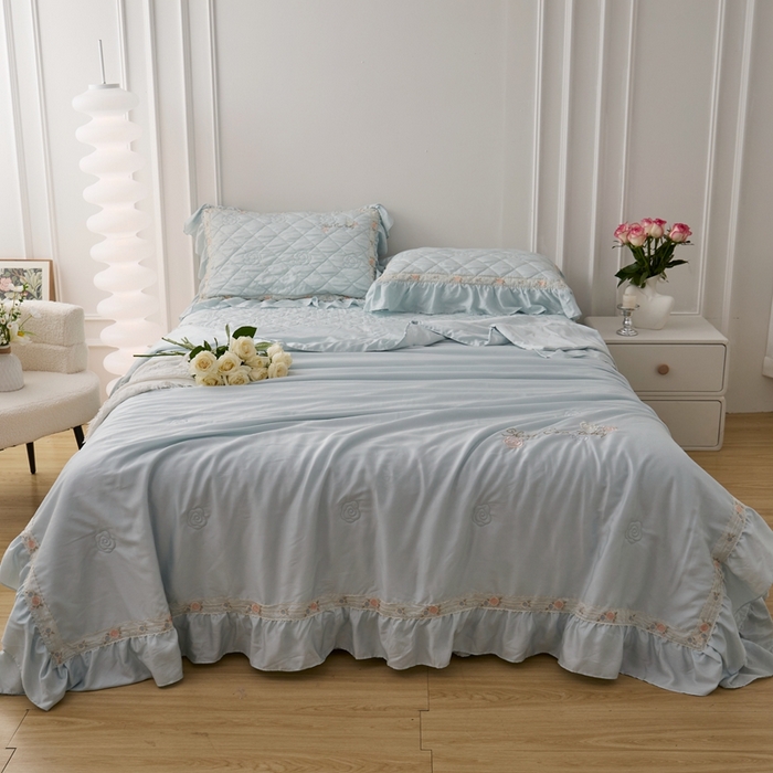 91家纺网 家纺一手货源 找家纺 （总）2025新款50莱赛尔双面天丝床盖三件套