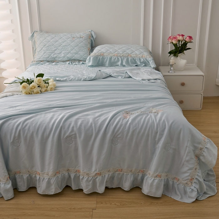 91家纺网 家纺一手货源 找家纺 （总）2025新款50莱赛尔双面天丝床盖三件套