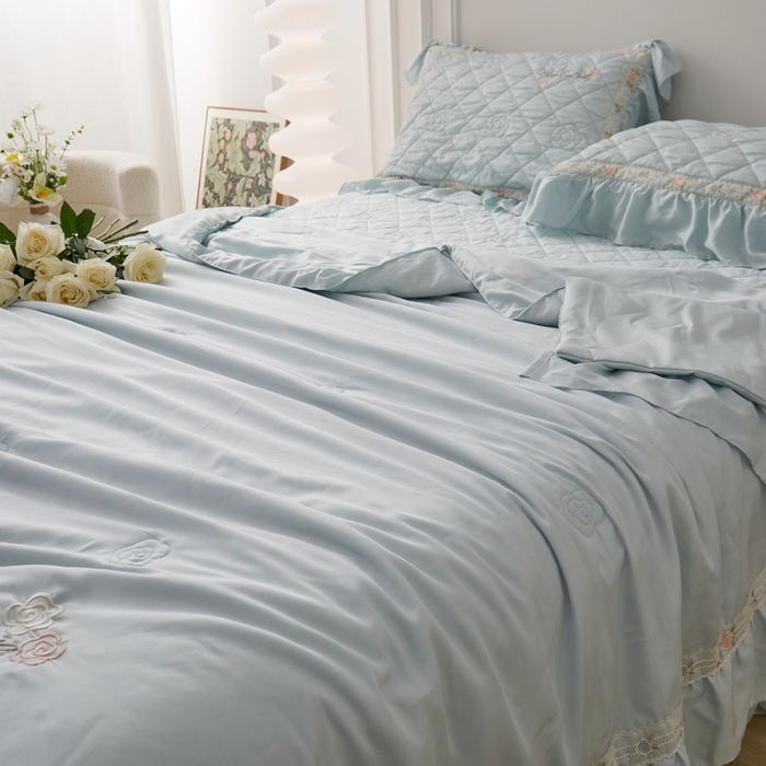 91家纺网 家纺一手货源 找家纺 （总）2025新款50莱赛尔双面天丝床盖三件套