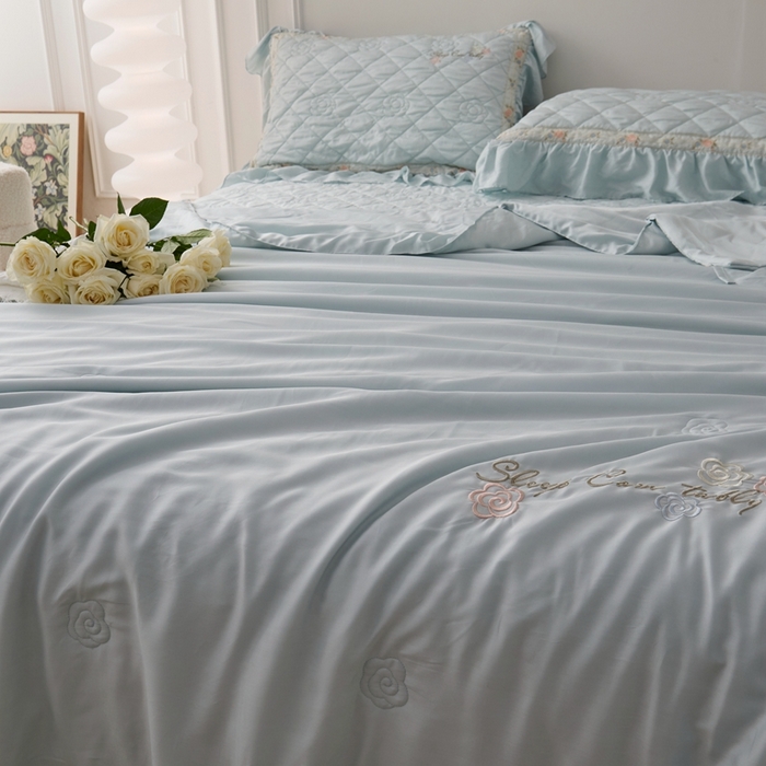 91家纺网 家纺一手货源 找家纺 （总）2025新款50莱赛尔双面天丝床盖三件套