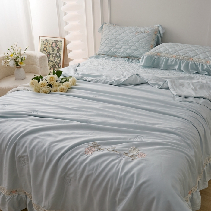 91家纺网 家纺一手货源 找家纺 （总）2025新款50莱赛尔双面天丝床盖三件套