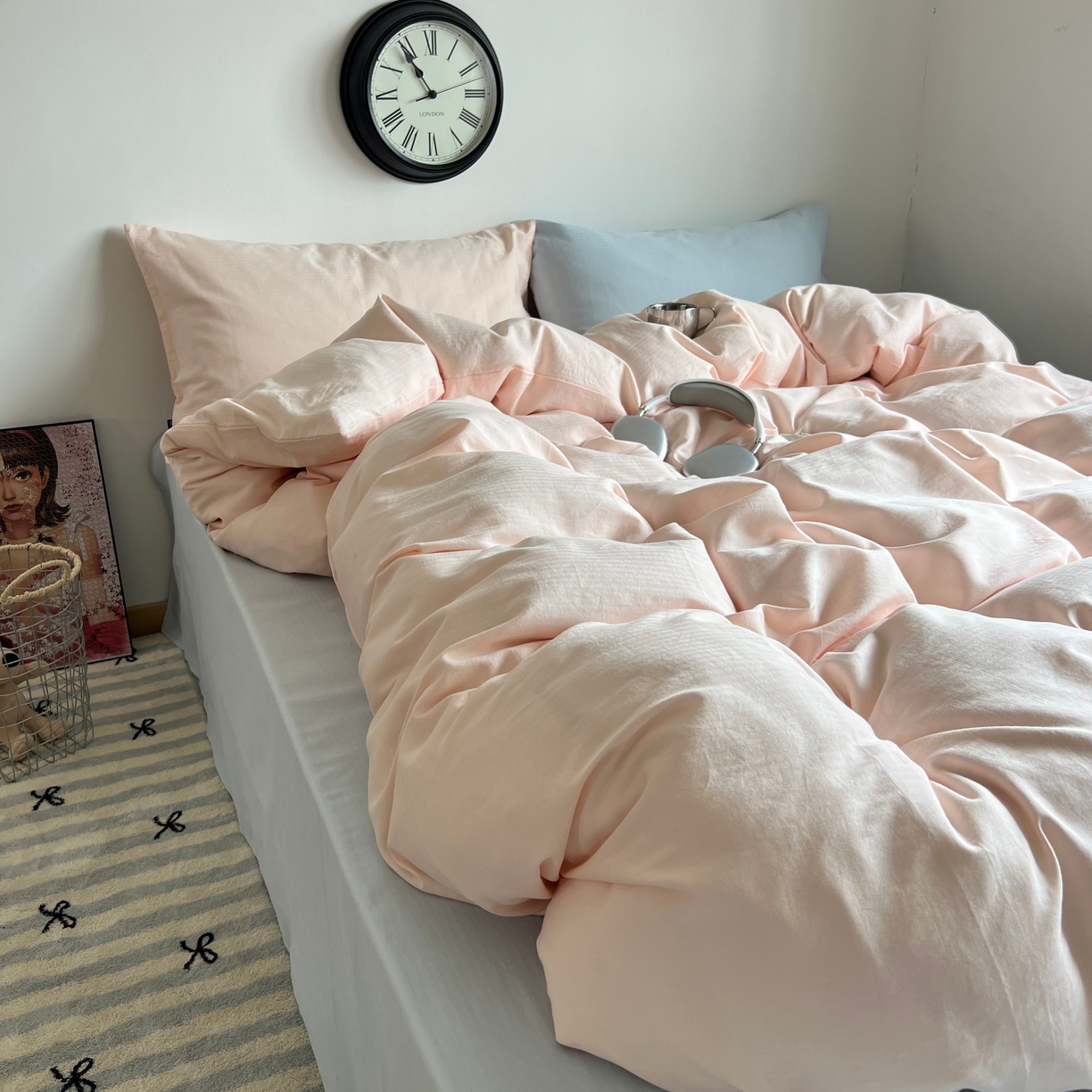 91家纺网 家纺一手货源 找家纺 （总）蜜宿 2025新款全棉人字纹四件套（蜜糖少女）