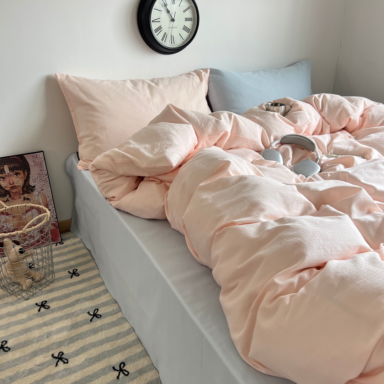 91家纺网 家纺一手货源 找家纺 （总）蜜宿 2025新款全棉人字纹四件套（蜜糖少女）