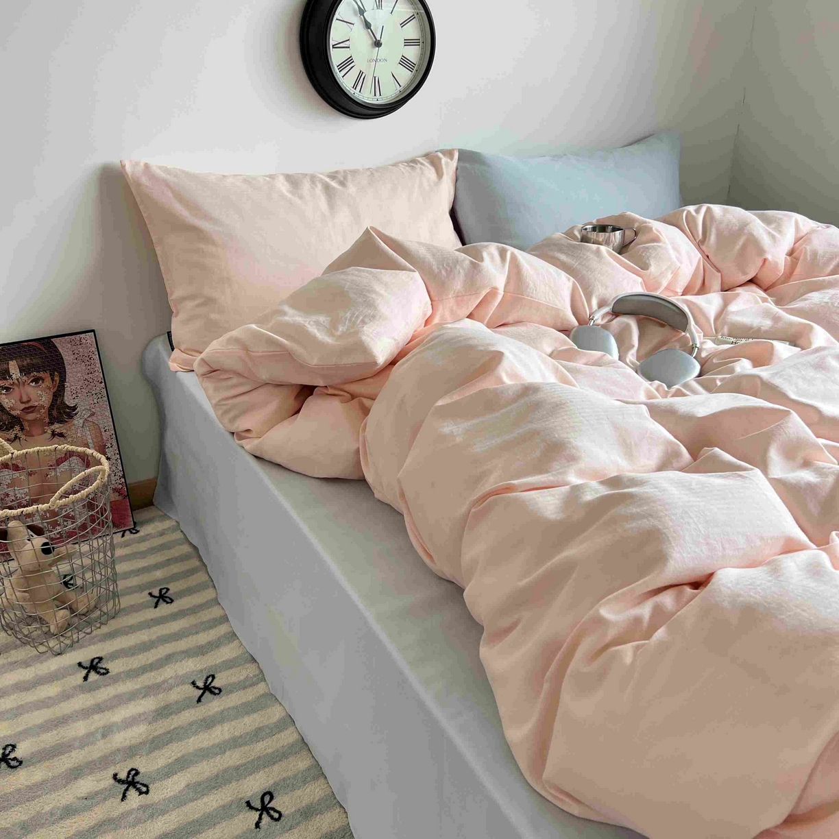 91家纺网 家纺一手货源 找家纺 （总）蜜宿 2025新款全棉人字纹四件套（蜜糖少女）