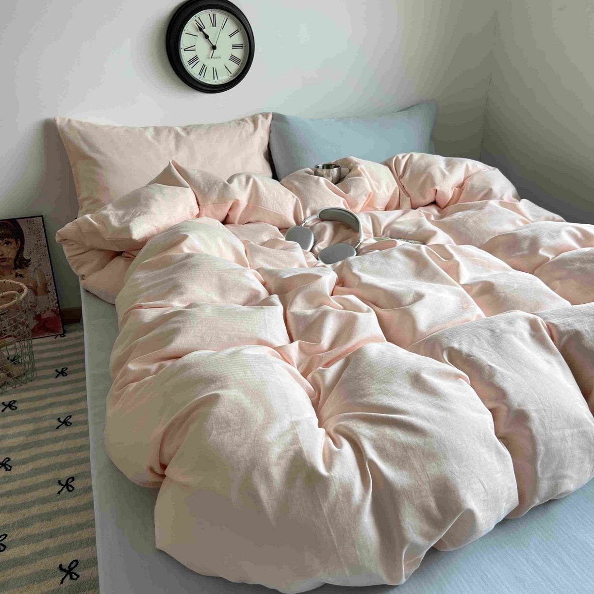 91家纺网 家纺一手货源 找家纺 （总）蜜宿 2025新款全棉人字纹四件套（蜜糖少女）