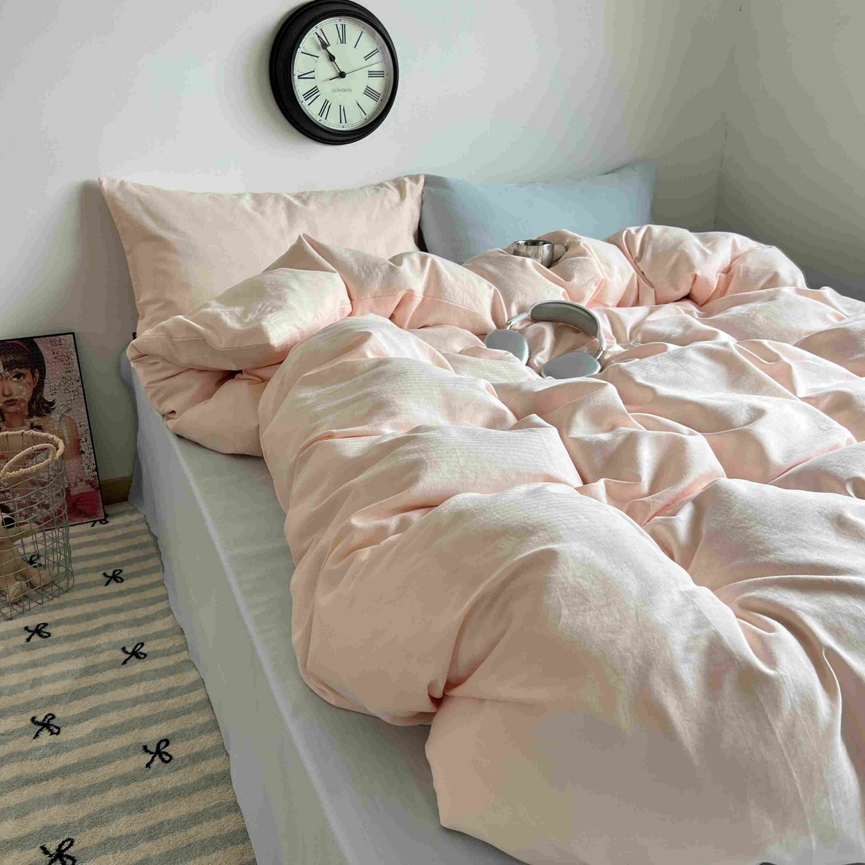 91家纺网 家纺一手货源 找家纺 （总）蜜宿 2025新款全棉人字纹四件套（蜜糖少女）