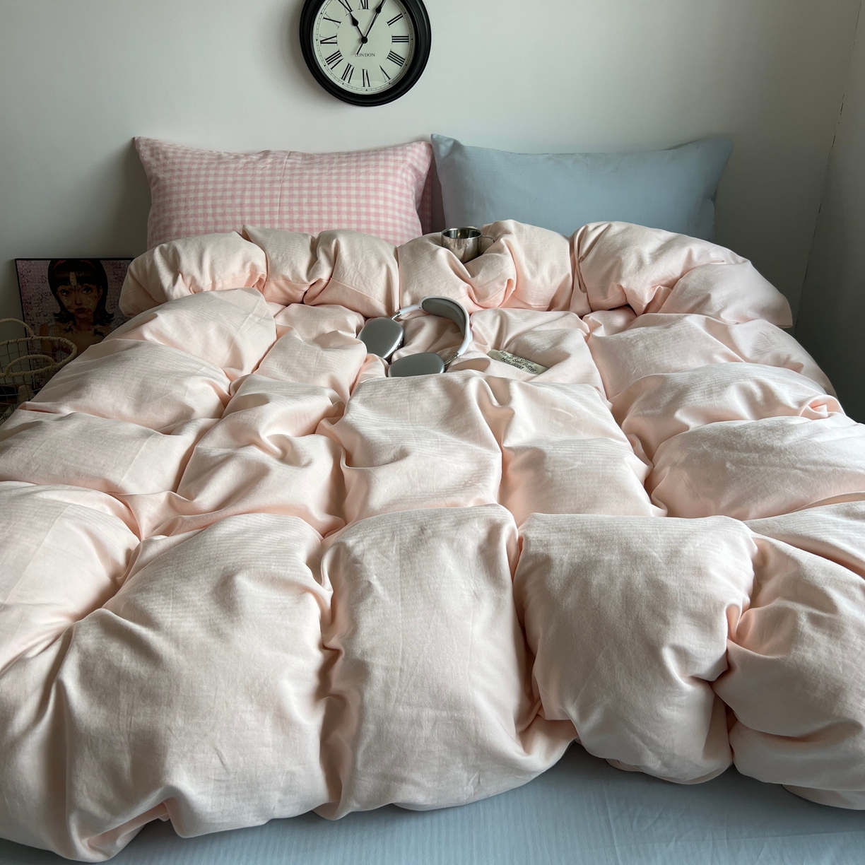 蜜宿 2025新款全棉人字纹四件套（蜜糖少女） 蜜糖少女（粉小格混搭樱兰）