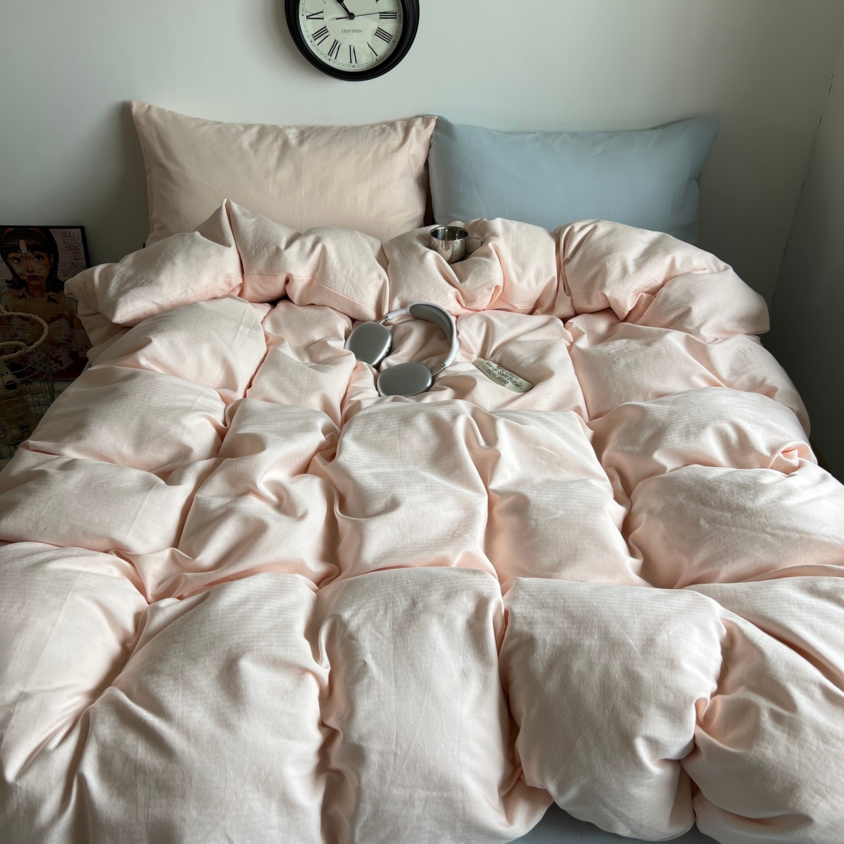 91家纺网 家纺一手货源 找家纺 蜜宿 2025新款全棉人字纹四件套（蜜糖少女） 蜜糖少女（纯色混搭）