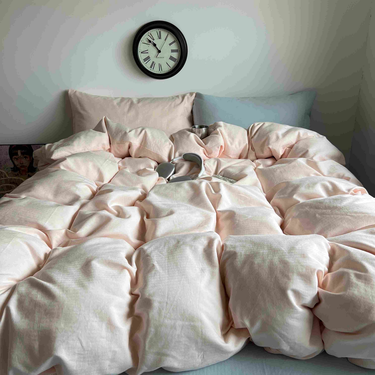 91家纺网 家纺一手货源 找家纺 蜜宿 2025新款全棉人字纹四件套（蜜糖少女） 蜜糖少女（纯色混搭）