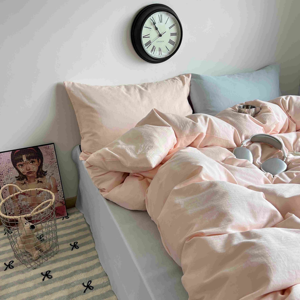 91家纺网 家纺一手货源 找家纺 蜜宿 2025新款全棉人字纹四件套（蜜糖少女） 蜜糖少女（纯色混搭）