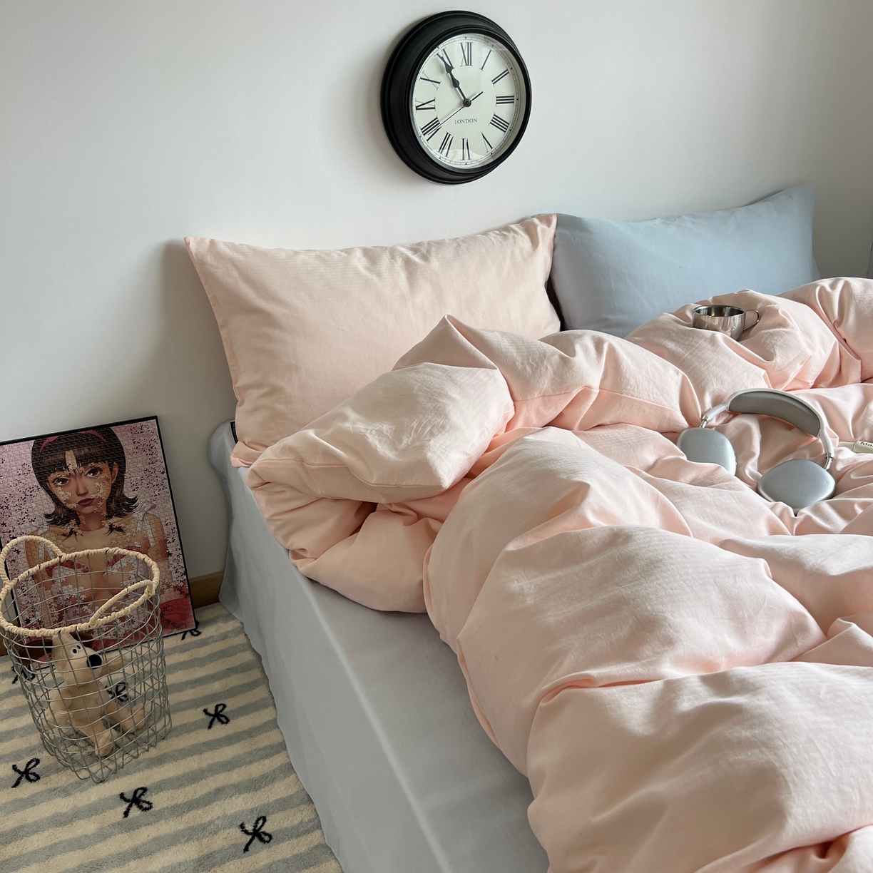 91家纺网 家纺一手货源 找家纺 蜜宿 2025新款全棉人字纹四件套（蜜糖少女） 蜜糖少女（纯色混搭）