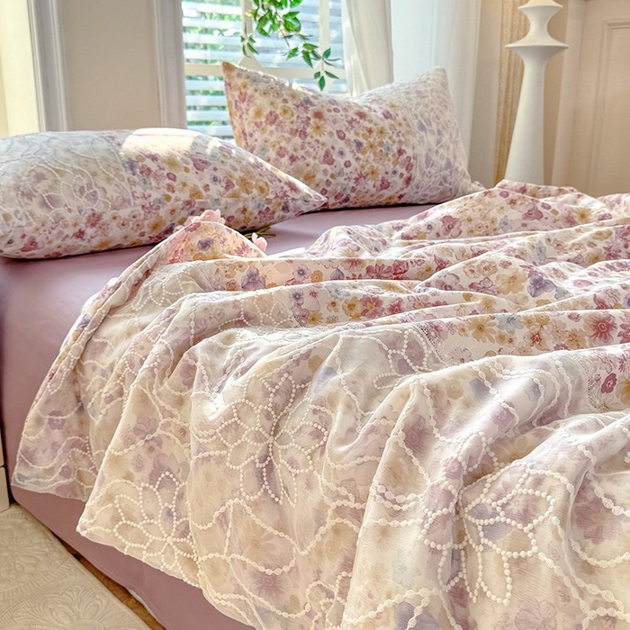 91家纺网 家纺一手货源 找家纺 （总）眠博士 2025新款双层纱印花雪纺夏被 