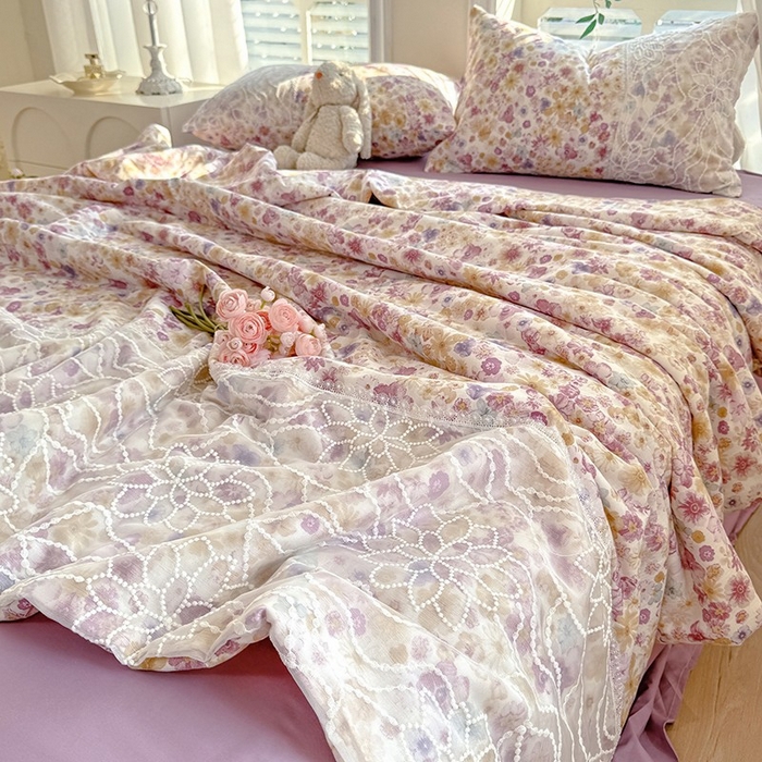 91家纺网 家纺一手货源 找家纺 （总）眠博士 2025新款双层纱印花雪纺夏被 