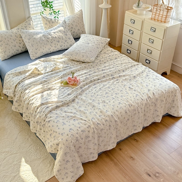 91家纺网 家纺一手货源 找家纺 眠博士 2025新款双层纱印花雪纺夏被  雪纺夏被-苍兰