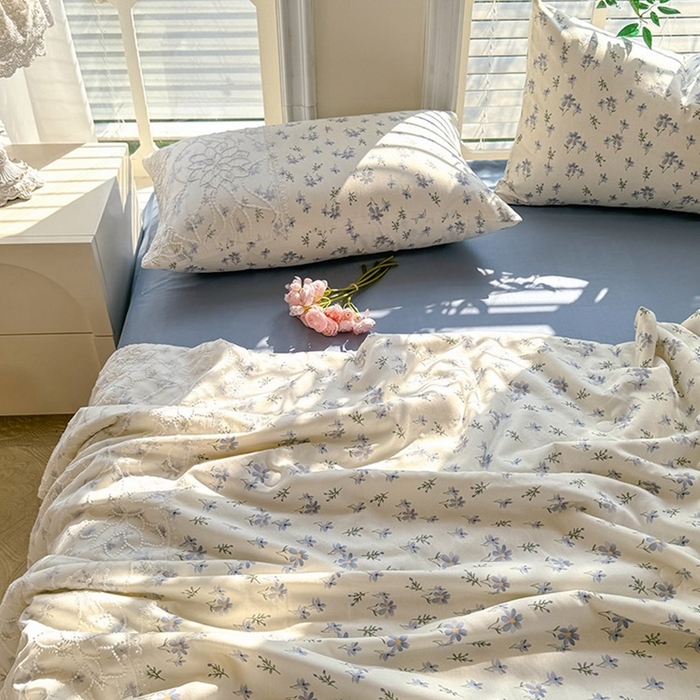 91家纺网 家纺一手货源 找家纺 眠博士 2025新款双层纱印花雪纺夏被  雪纺夏被-苍兰