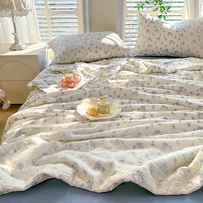 91家纺网 家纺一手货源 找家纺 眠博士 2025新款双层纱印花雪纺夏被  雪纺夏被-苍兰