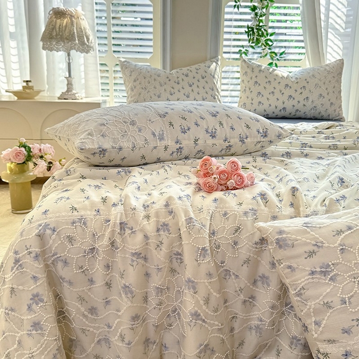 91家纺网 家纺一手货源 找家纺 眠博士 2025新款双层纱印花雪纺夏被  雪纺夏被-苍兰