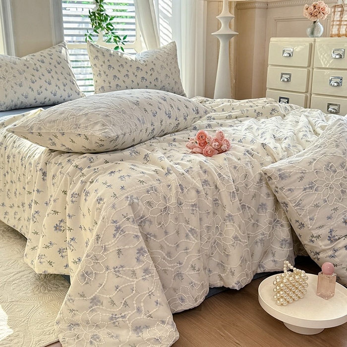 91家纺网 家纺一手货源 找家纺 眠博士 2025新款双层纱印花雪纺夏被  雪纺夏被-苍兰