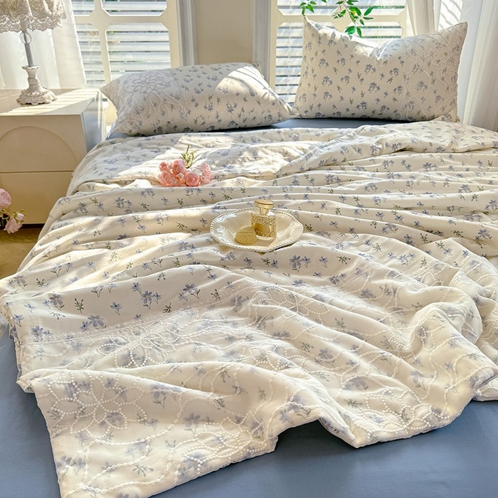 91家纺网 家纺一手货源 找家纺 眠博士 2025新款双层纱印花雪纺夏被  雪纺夏被-苍兰