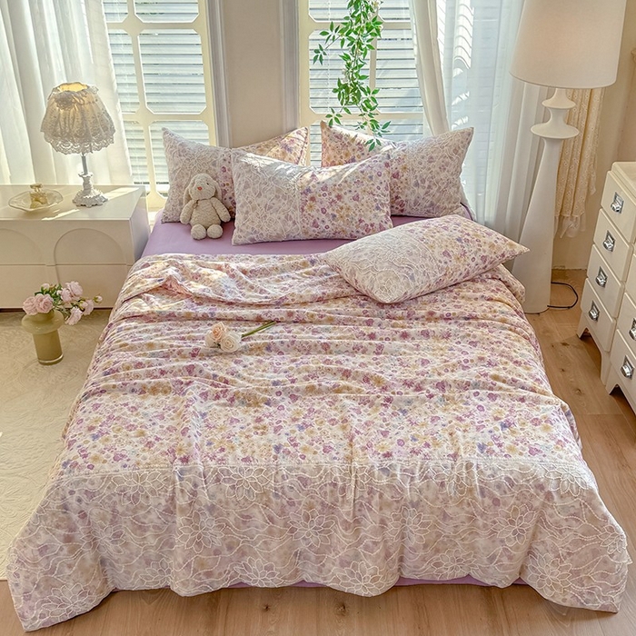 91家纺网 家纺一手货源 找家纺 眠博士 2025新款双层纱印花雪纺夏被  雪纺夏被-芳菲