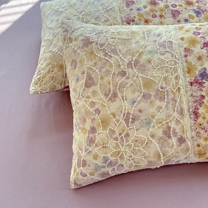 91家纺网 家纺一手货源 找家纺 眠博士 2025新款双层纱印花雪纺夏被  雪纺夏被-芳菲