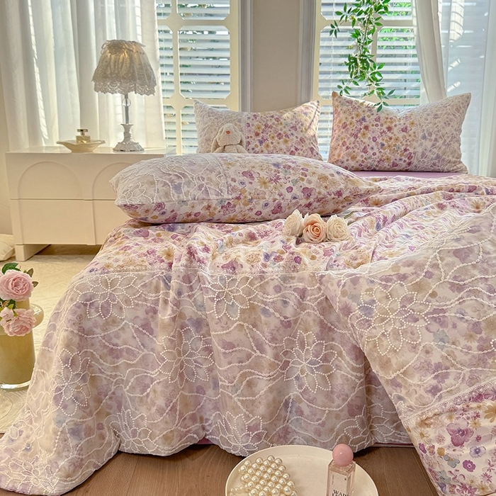 91家纺网 家纺一手货源 找家纺 眠博士 2025新款双层纱印花雪纺夏被  雪纺夏被-芳菲