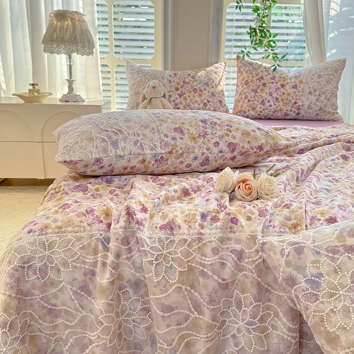 91家纺网 家纺一手货源 找家纺 眠博士 2025新款双层纱印花雪纺夏被  雪纺夏被-芳菲