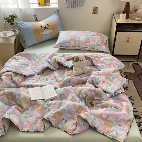 91家纺网 家纺一手货源 找家纺 （总）沐辰 2025新款全棉双层纱贝壳边A类夏被