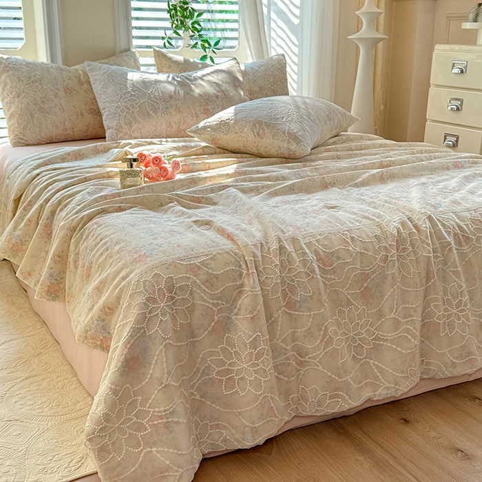 91家纺网 家纺一手货源 找家纺 眠博士 2025新款双层纱印花雪纺夏被  雪纺夏被-连灿