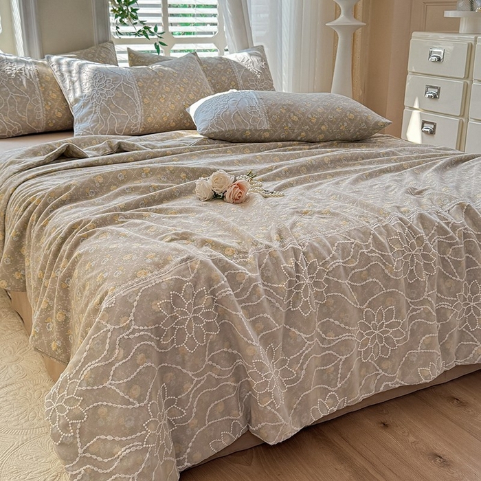 91家纺网 家纺一手货源 找家纺 眠博士 2025新款双层纱印花雪纺夏被  雪纺夏被-涟漪