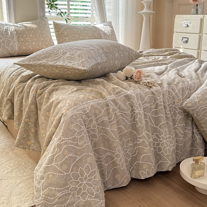 91家纺网 家纺一手货源 找家纺 眠博士 2025新款双层纱印花雪纺夏被  雪纺夏被-涟漪