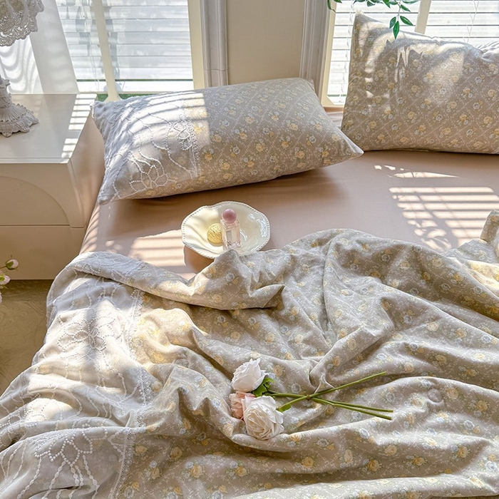 91家纺网 家纺一手货源 找家纺 眠博士 2025新款双层纱印花雪纺夏被  雪纺夏被-涟漪