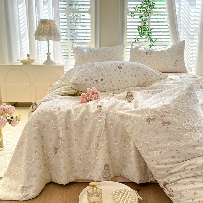 91家纺网 家纺一手货源 找家纺 眠博士 2025新款双层纱印花雪纺夏被  雪纺夏被-麻花少女