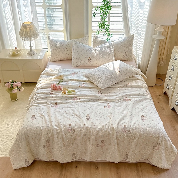 91家纺网 家纺一手货源 找家纺 眠博士 2025新款双层纱印花雪纺夏被  雪纺夏被-麻花少女