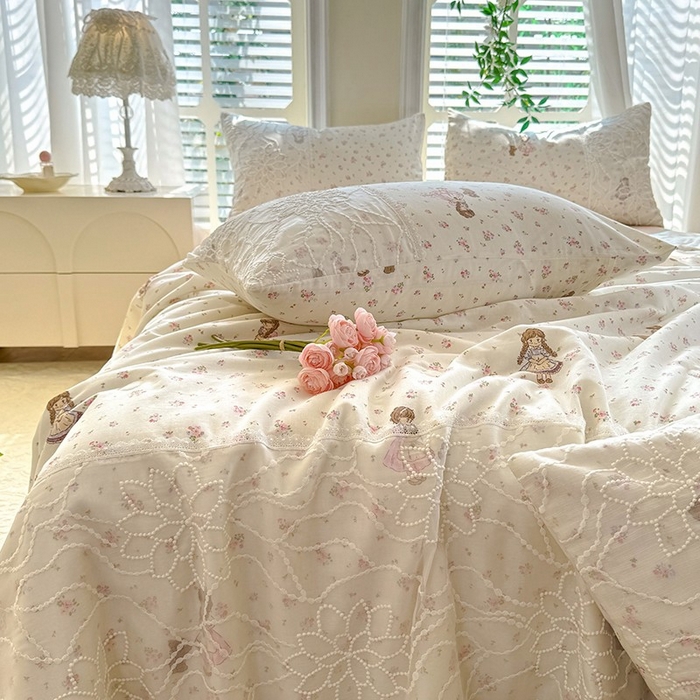 91家纺网 家纺一手货源 找家纺 眠博士 2025新款双层纱印花雪纺夏被  雪纺夏被-麻花少女