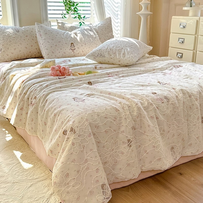 91家纺网 家纺一手货源 找家纺 眠博士 2025新款双层纱印花雪纺夏被  雪纺夏被-麻花少女